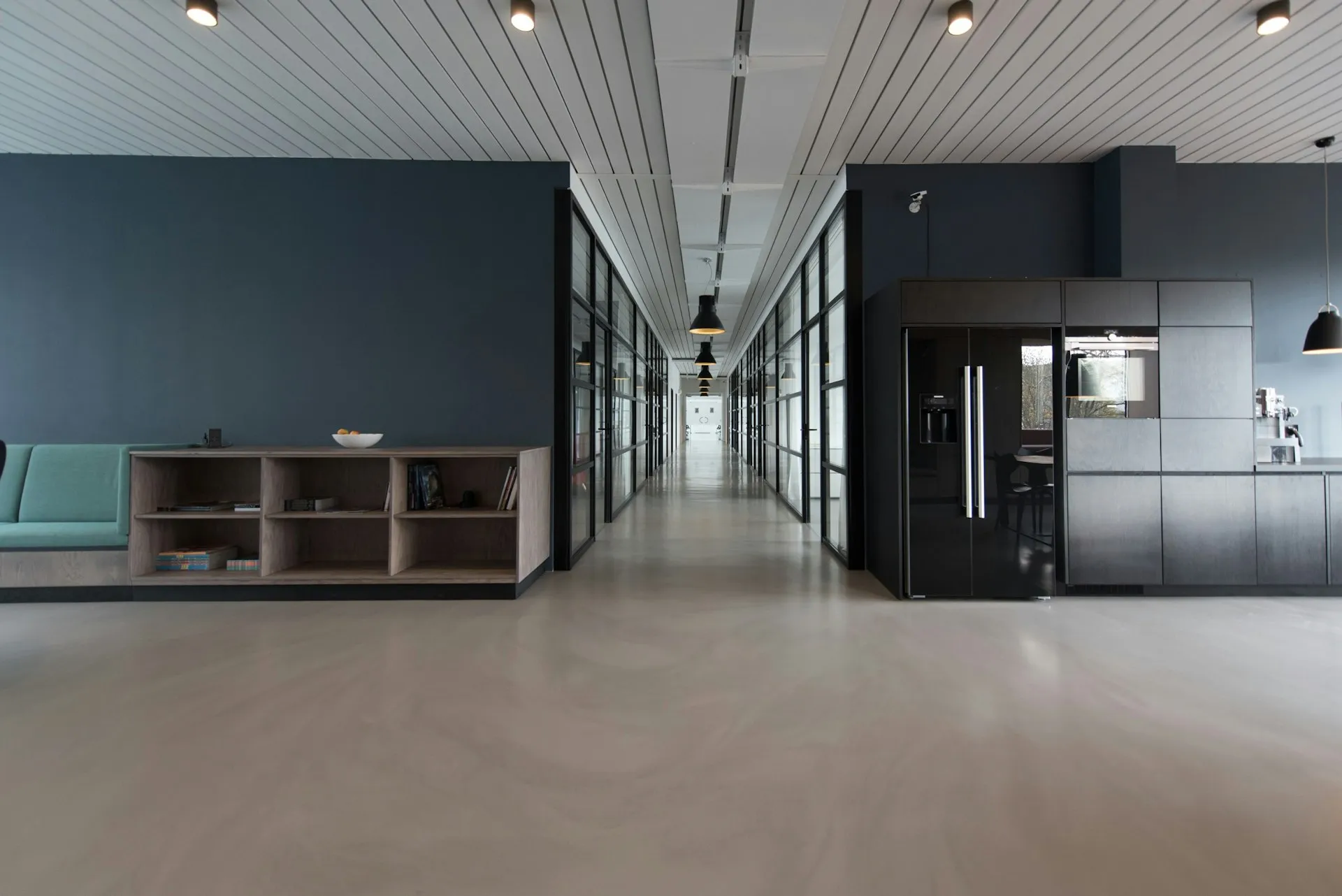 Modern office with glass partitions
