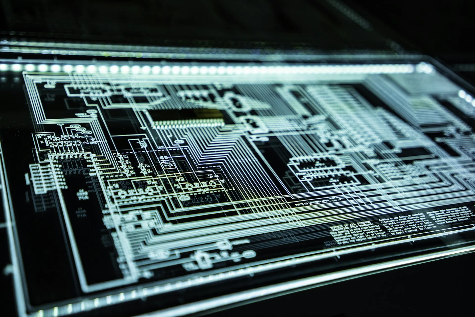 Illuminated circuit board schematic