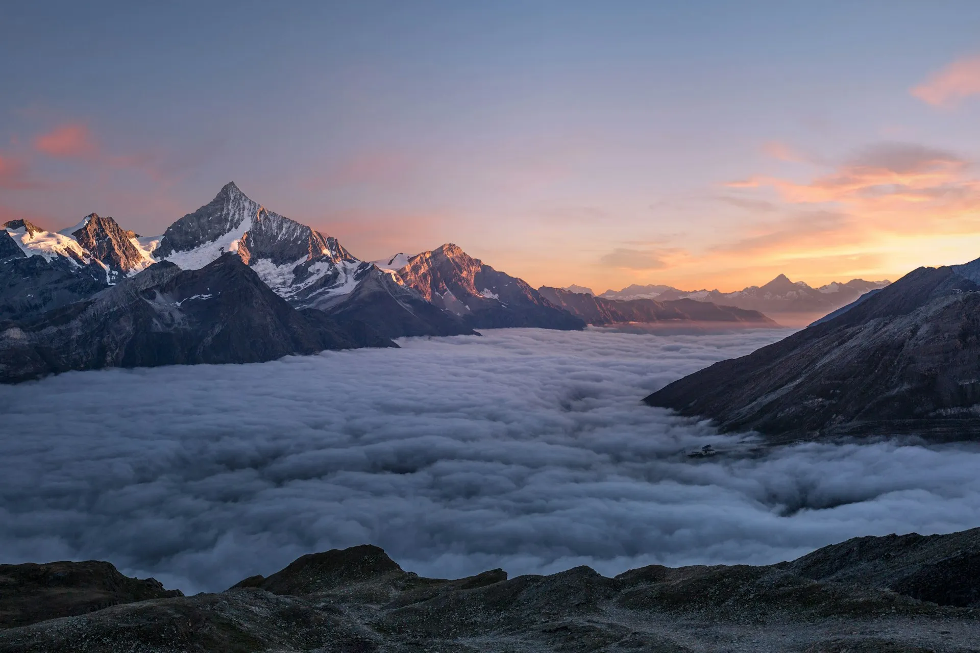 Swiss mountains at sunset